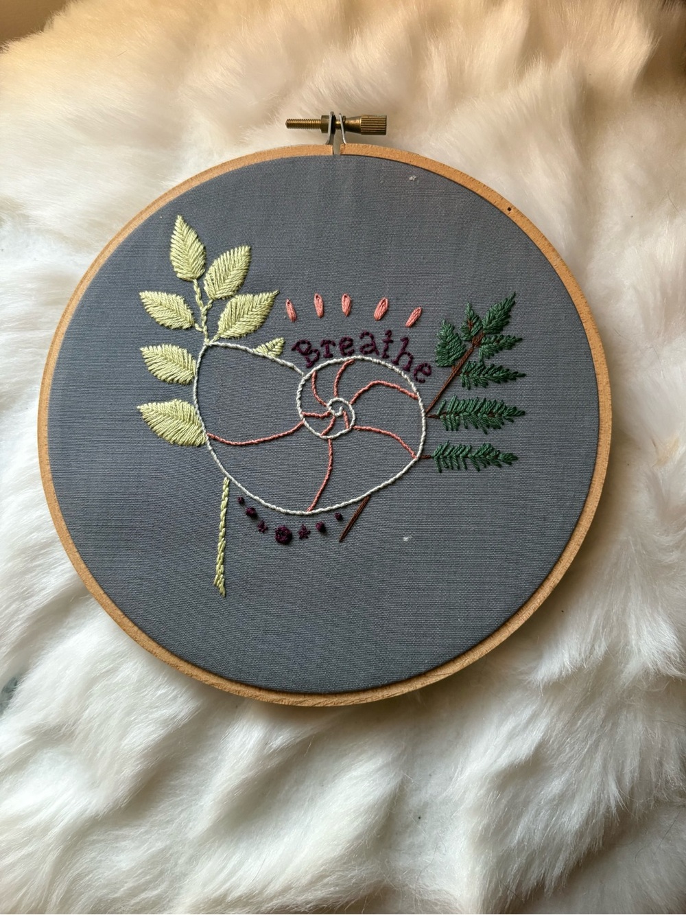 Embroidery hoop, handmade wall hanging